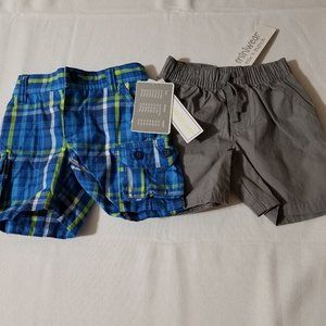 Miniwear 2 pair of 6-9 month shorts NWT Plaid & Grey